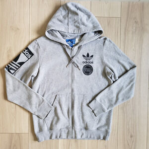 Adidas Originals Trefoil Hoodie Mens M Grey Heather Full Zip Sweatshirt Jacket